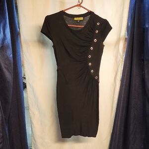 Versace Jeans Collection Black Asymmetrical Cowl Neck Mini Dress